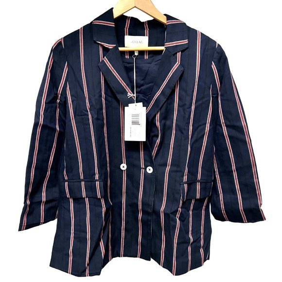 THE GREAT. Women The Academy Blazer Oxford Stripe Size 1 NWT - Picture 3 of 5